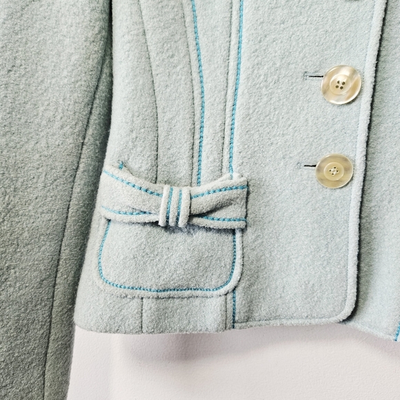 Vintage Y2K Etcetera Preppy Wool Jacket Size 4 Bow Accents Elle Woods - Picture 4 of 6